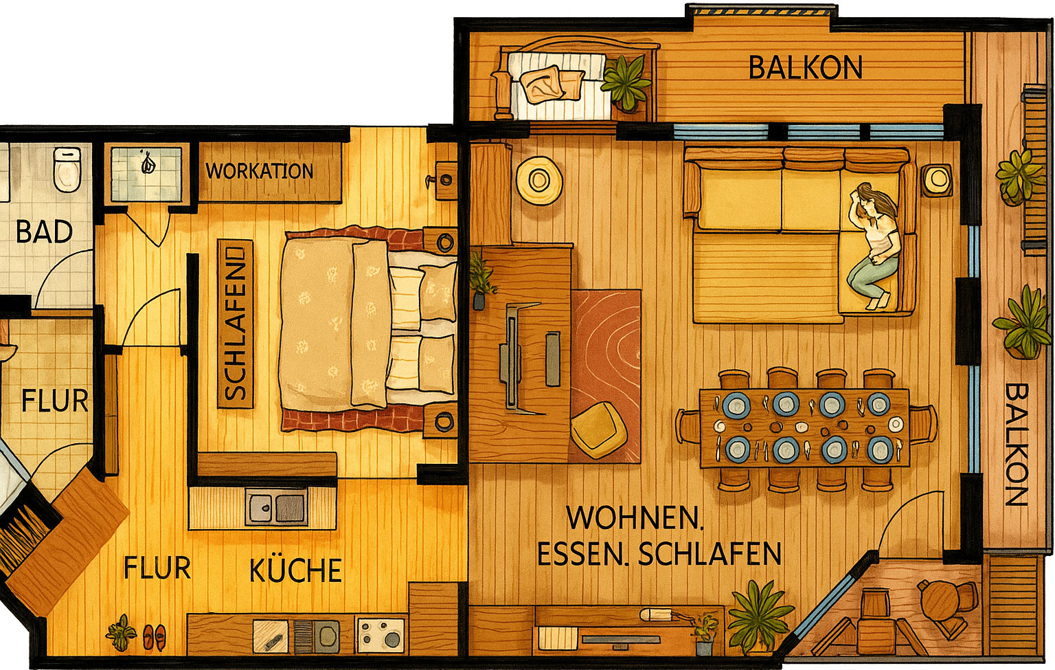 Ausstattung der Appartaments im Feriendorf